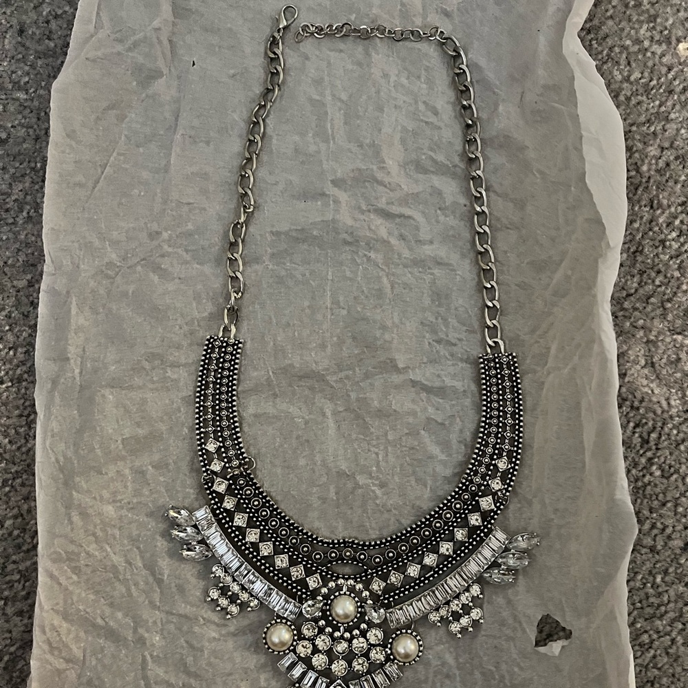 Faux diamond statement necklace